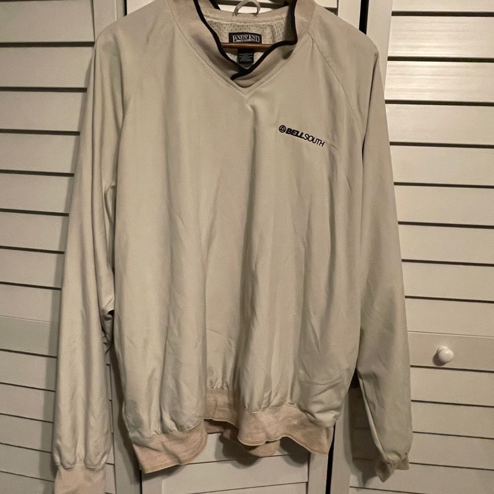 Vintage BELLSOUTH Lands' End White Pullover with Navy Trim